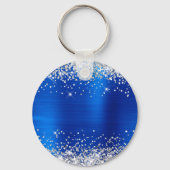 Silver Glitzer Royal Blue Foil Extravagant Monogra Schlüsselanhänger (Rückseite)