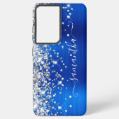 Silver Glitzer Royal Blue Foil Girly Signature Samsung Galaxy Hülle (Rückseite)