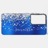Silver Glitzer Royal Blue Foil Girly Signature Samsung Galaxy Hülle (Linke Seite)