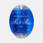 Silver Glitzer Royal Blue Foil Unser 1. Weihnachts Ornament Aus Metall (Vorderseite links)