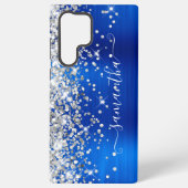 Silver Glitzer Royal Blue Girly Signature Samsung Galaxy Hülle (Rückseite)