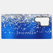 Silver Glitzer Royal Blue Girly Signature Samsung Galaxy Hülle (Rückseite (Horizontal))