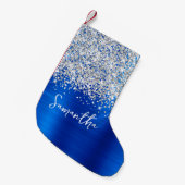 Silver Glitzer Royal Blue Glam Name Kleiner Weihnachtsstrumpf (Vorderansicht (hängend))