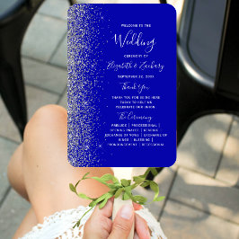 Silver Glitzer Royal Blue Wedding Program Fächer