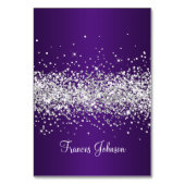 Silver Glitzer Royal Lila Ombre Platzkarten Tischnummer (Vorderseite)