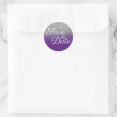 Silver Glitzer Royal Lila Ombre Save the Date Runder Aufkleber (Tasche)
