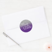 Silver Glitzer Royal Lila Ombre Save the Date Runder Aufkleber (Umschlag)