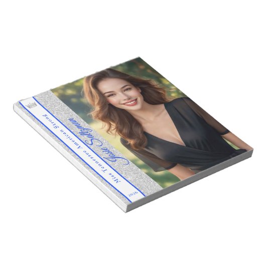 Silver Glitzer Sash Autograph Notepad Notizblock (angewinkelt)