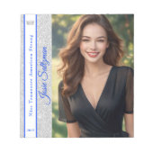 Silver Glitzer Sash Autograph Notepad Notizblock (Vorderseite)