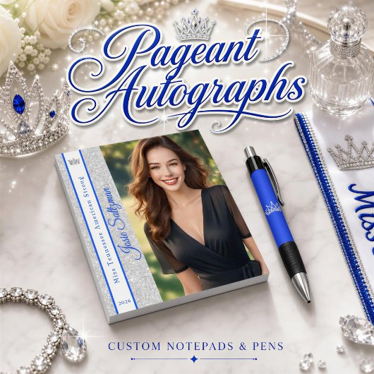 Silver Glitzer Sash Autograph Notepad Notizblock