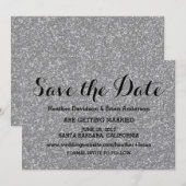 Silver Glitzer Save the Date einladen Einladung (Vorne/Hinten)