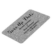 Silver Glitzer Save the Date Flexi Magnet (Linke Seite)