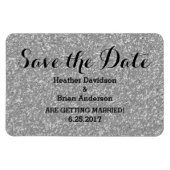 Silver Glitzer Save the Date Flexi Magnet (Horizontal)