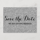 Silver Glitzer Save the Date Postkarte 2 (Vorderseite)