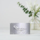 Silver Glitzer Schmetterling qr Code Foto Visitenkarte (Stehend Vorderseite)