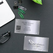 Silver Glitzer Schmetterling qr Code Visitenkarte