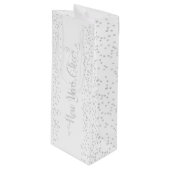 Silver Glitzer Schneeflocken auf Weiß Geschenktüte Für Weinflaschen (Vorderseite Schrägansicht)