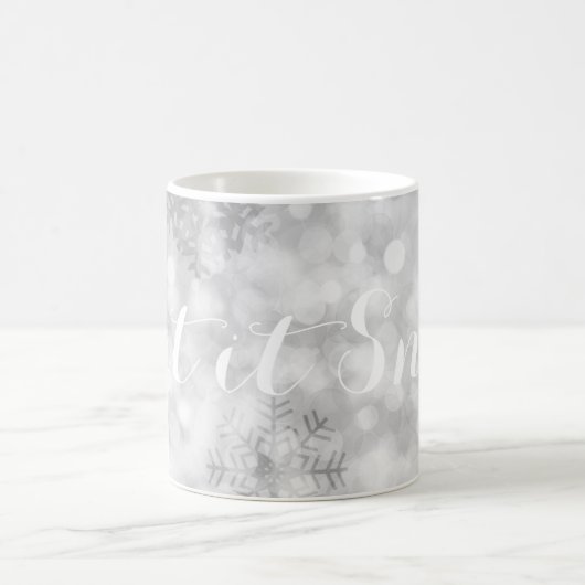 Silver Glitzer Schneeflocken Festlich Kaffeetasse (Mittel)