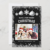 Silver Glitzer Schneeflocken Frohe Weihnachten Fot (Vorderseite)