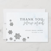 Silver Glitzer Schneeflocken Winter Brautparty Dankeskarte (Vorderseite)