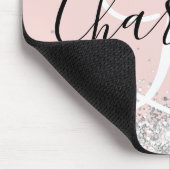 Silver Glitzer Schwarz-Weiß-Monogramm Mousepad (Ecke)