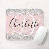 Silver Glitzer Schwarz-Weiß-Monogramm Mousepad (Mit Mouse)