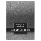 Silver Glitzer Schwarz-weiß Teachers Super Power Klemmbrett (Rückseite)