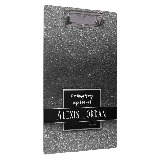 Silver Glitzer Schwarz-weiß Teachers Super Power Klemmbrett (Rechts)