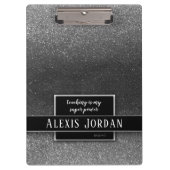 Silver Glitzer Schwarz-weiß Teachers Super Power Klemmbrett (Vorderseite)