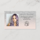 SIlver Glitzer Script Foto Logo vielen Dank Visitenkarte (Rückseite)