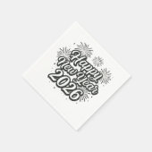 Silver Glitzer Script Happy New Year 2026 Serviette (Ecke)