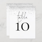 Silver Glitzer Script Wedding Tischnummer (Vorne/Hinten)