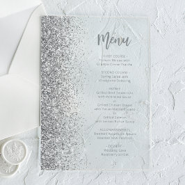 Silver Glitzer Script White Wedding Acryleinladungen