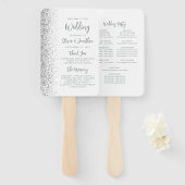 Silver Glitzer Script White Wedding Program Fächer (Vorne und Hinten)