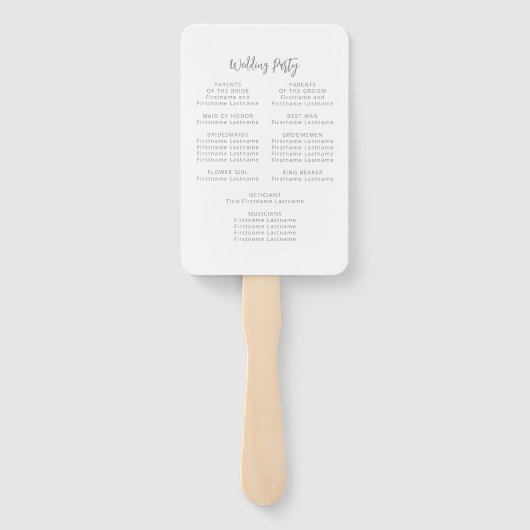 Silver Glitzer Script White Wedding Program Fächer (Rückseite)