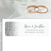 Silver Glitzer Script White Wedding Rücksendeadres