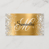 Silver Glitzer Shiny Gold Foil Extravagant Monogra Visitenkarte (Vorderseite)