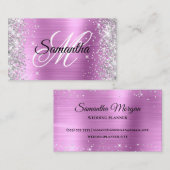 Silver Glitzer Shiny Lavender Foil Extravagant Mon Visitenkarte (Vorne/Hinten)