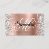 Silver Glitzer Shiny Rose Gold Foil Extravagant Mo Visitenkarte (Vorderseite)