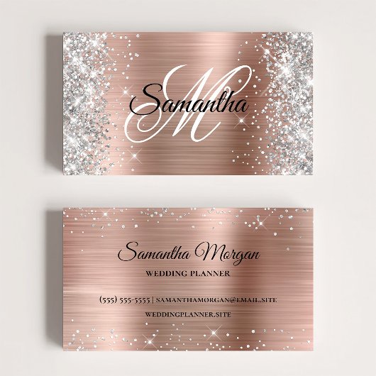 Silver Glitzer Shiny Rose Gold Foil Extravagant Mo Visitenkarte