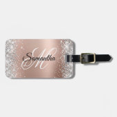 Silver Glitzer Shiny Rose Gold Glam Gradient Gepäckanhänger (Vorderseite horizontal)