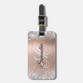 Silver Glitzer Shiny Rose Gold Glam Gradient Gepäckanhänger (Vorderseite vertikal)