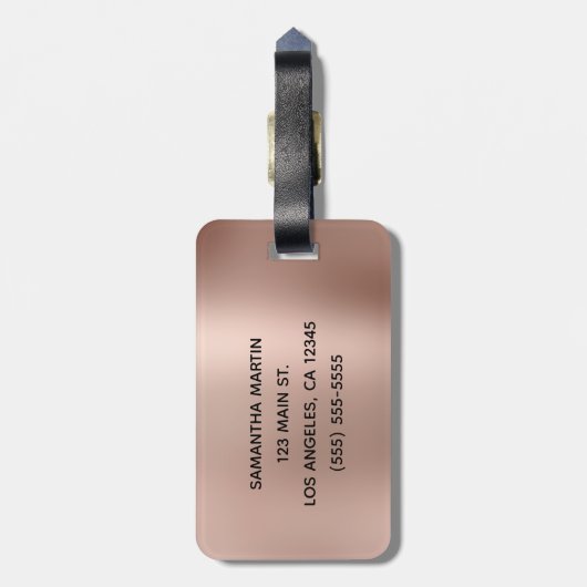 Silver Glitzer Shiny Rose Gold Glam Gradient Gepäckanhänger (Rückseite vertikal)