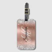 Silver Glitzer Shiny Rose Gold Imitate Fossil Gepäckanhänger (Vorderseite Vertikal)