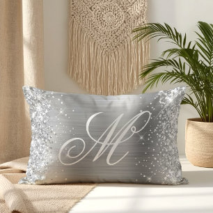 Silver Glitzer Shiny Satin Foil Extravagant Mit Mo Lendenkissen