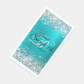 Silver Glitzer Shiny Türkis Blue Foil Sweet 16 Serviette (Ecke)