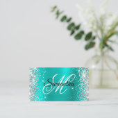 Silver Glitzer Shiny Turquoise Foil Extravagant Mo Visitenkarte (Stehend Vorderseite)