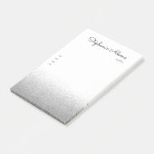 Silver Glitzer Signature Monogram Post-it Klebezettel (angewinkelt)