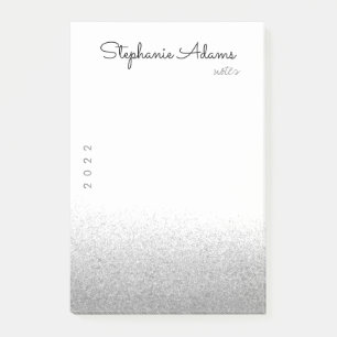 Silver Glitzer Signature Monogram Post-it Klebezettel