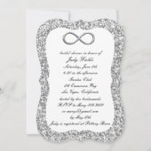 Silver Glitzer Silver Infinity Brautparty Einladung (Vorderseite)